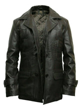 Load image into Gallery viewer, MEN&#39;S MILITRY STYLE WORLD WAR 2 GERMAN BLACK LEATHER COAT
