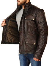 Load image into Gallery viewer, Mens Dark Brown Leather Jacket – Boneshia
