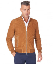 Load image into Gallery viewer, Men&#39;s Natural Tan Suede Leather Jacket

