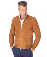 Load image into Gallery viewer, Men&#39;s Natural Tan Suede Leather Jacket
