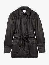 Load image into Gallery viewer, Genuine Black Leather Belted Jacket
