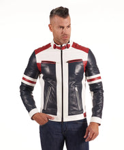 Load image into Gallery viewer, Men&#39;s Multi Color Biker Leather Jacket
