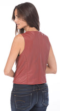 Load image into Gallery viewer, Women&#39;s Light Red Vintage Biker Leather Vest
