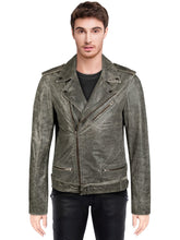 Load image into Gallery viewer, Men&#39;s Grey Coffel Leather Jacket

