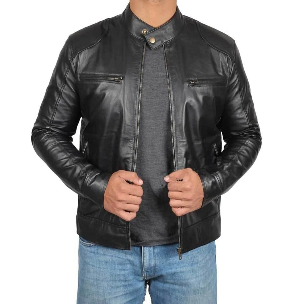 Men's Motorcycle Style Genuine Leather Jacket