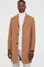 Load image into Gallery viewer, Long Dark Beige Wool Coat For Men
