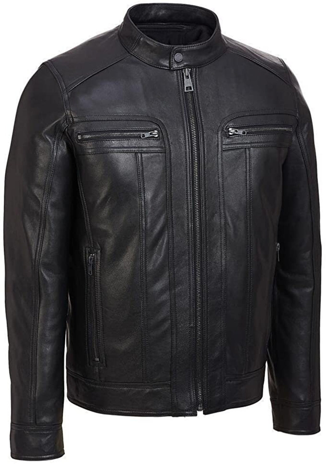 Men's Jacket Black Cafe Racer Real Leather Jacket For Men