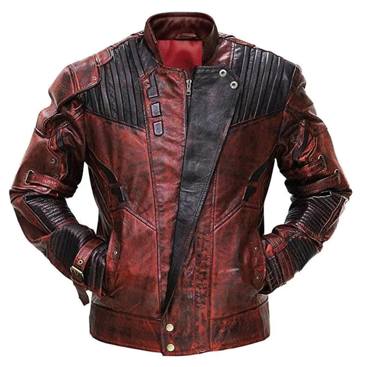 Star Lord Guardians Of Galaxy Halloween Movie Costume Wax Maroon Leather Jacket