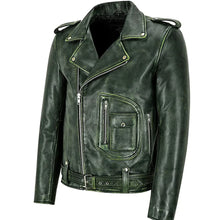 Load image into Gallery viewer, Mens Green Leather Jacket
