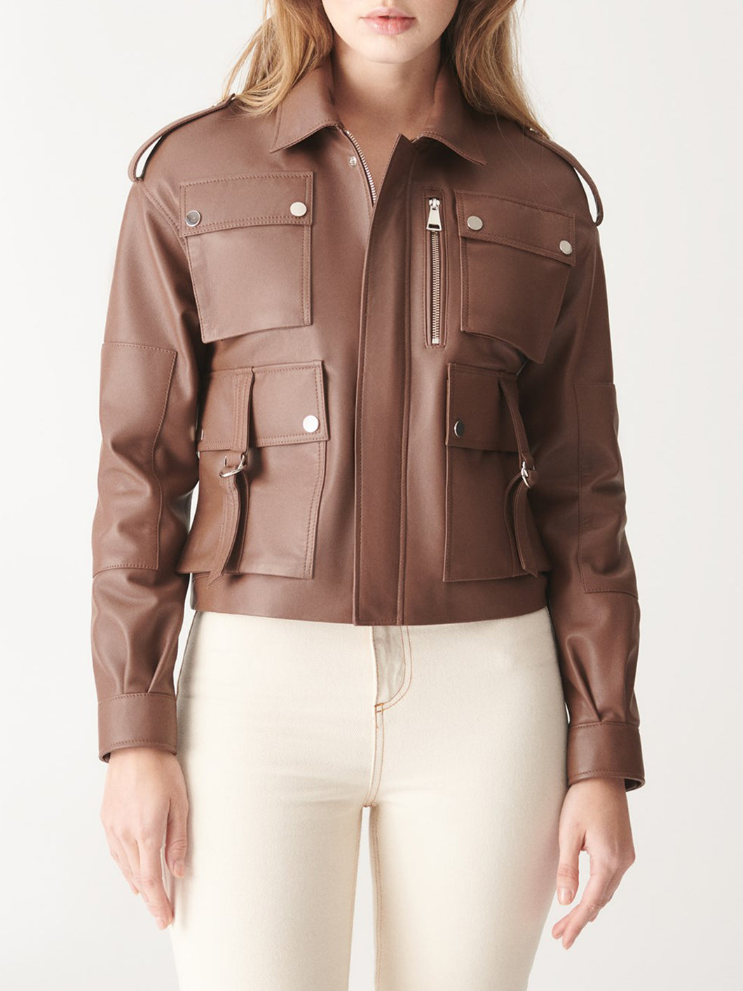 Women Brown Real Sport Leather Jacket – Boneshia