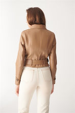 Load image into Gallery viewer, Women&#39;s Authentic TAN Biker Leather Jacket
