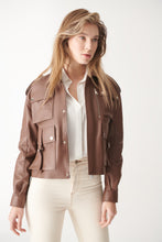 Load image into Gallery viewer, Womens Brown Sport Biker Leather Jacket
