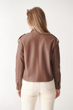 Load image into Gallery viewer, Womens Brown Sport Biker Leather Jacket

