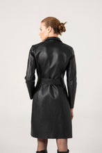 Load image into Gallery viewer, Womens Smooth Black Trench Leather Coat
