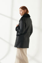 Load image into Gallery viewer, Womens Jet Black Shearling Leather Coat
