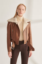 Load image into Gallery viewer, Women&#39;s Short Length Tan Shearling Leather Jacket
