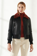 Load image into Gallery viewer, Women&#39;s Authentic Black Shearling Leather Jacket
