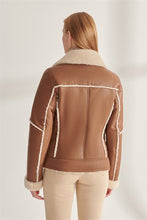 Load image into Gallery viewer, Women&#39;s TAN Sports Shearling Leather Jacket
