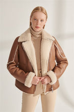 Load image into Gallery viewer, Women&#39;s TAN Sports Shearling Leather Jacket
