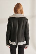 Load image into Gallery viewer, Women&#39;s Black Sport Shearling Leather Jacket
