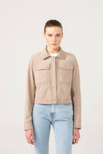 Load image into Gallery viewer, Womens Beige Denim Style Suede Leather Jacket
