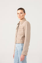 Load image into Gallery viewer, Womens Beige Denim Style Suede Leather Jacket
