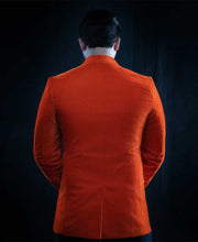 Load image into Gallery viewer, Mens Black Peak Lapel Orange Sports Coat
