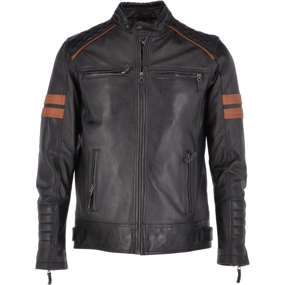 Men's Stylish Real Leather Black Biker Jacket