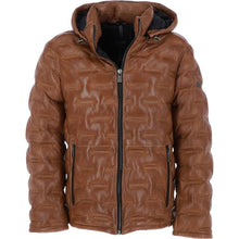 Load image into Gallery viewer, Men&#39;s Leather Detachable Hood Puffer Jacket
