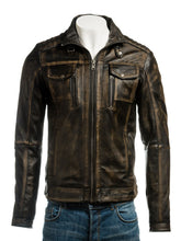 Load image into Gallery viewer, Men Vintage Biker Leather Jacket – Boneshia
