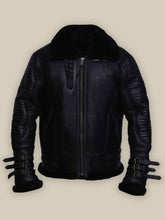 Load image into Gallery viewer, Men Black Shear Shirt Collar Shearling Jacket – Boneshia
