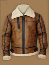 Load image into Gallery viewer, Men Brown B3 Bomber Shearling Jacket – Bomeshia
