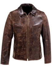 Load image into Gallery viewer, Men Distressed Brown Leather Jacket – Boneshia
