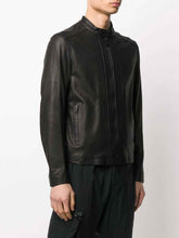Load image into Gallery viewer, Men Biker Wood Brown Leather Jacket
