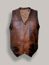 Load image into Gallery viewer, Men Distressed Brown Leather Vest
