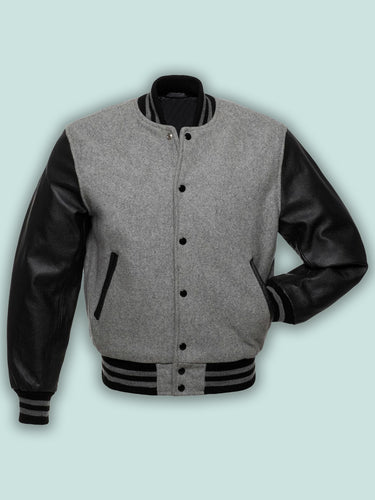 Grey Stylish Black Varsity Jacket – Boneshia