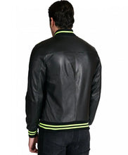 Load image into Gallery viewer, Black Real Leather Bomber Jacket for Men
