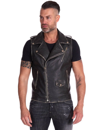 Black Lambskin Leather Perfect Black Vest