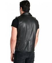 Load image into Gallery viewer, Mens Black Perfecto Biker Leather Vest - Boneshia
