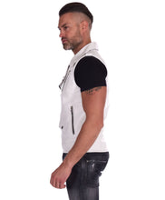 Load image into Gallery viewer, Mens White Perfecto Biker Leather Vest
