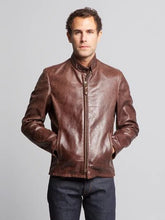 Load image into Gallery viewer, Mens Brown Dashing Real Leather Jacket
