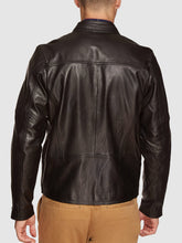 Load image into Gallery viewer, Mens Dark Brown Real Leather Motorcycle Jacket
