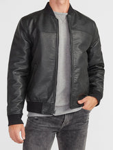 Load image into Gallery viewer, Black Vegan Leather Bomber Jacket
