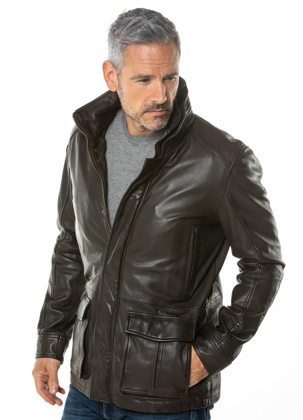 Mens Leather Chocolate Brown Leather Coat