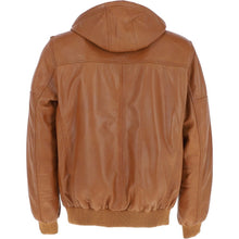 Load image into Gallery viewer, Men&#39;s Real Leather Hooded Bomber Jacket
