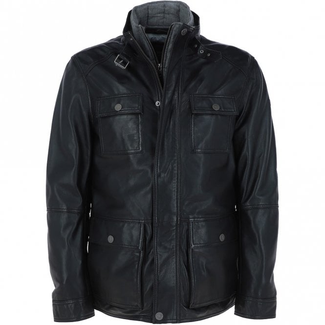 Men's Nappa Leather Detachable Double Collar Jacket