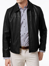 Load image into Gallery viewer, Men&#39;s Dark Black Biker Leather Jacket
