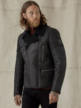 Load image into Gallery viewer, Mens Stylish Shearling Black Fur Leather Jacket
