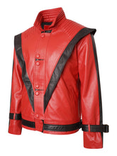 Load image into Gallery viewer, Michael Jackson Red Military Real Leather Jacket
