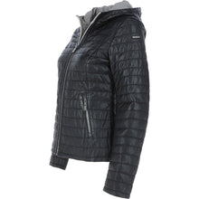 Load image into Gallery viewer, Women&#39;s Black Quilted Hooded Real Leather Jacket
